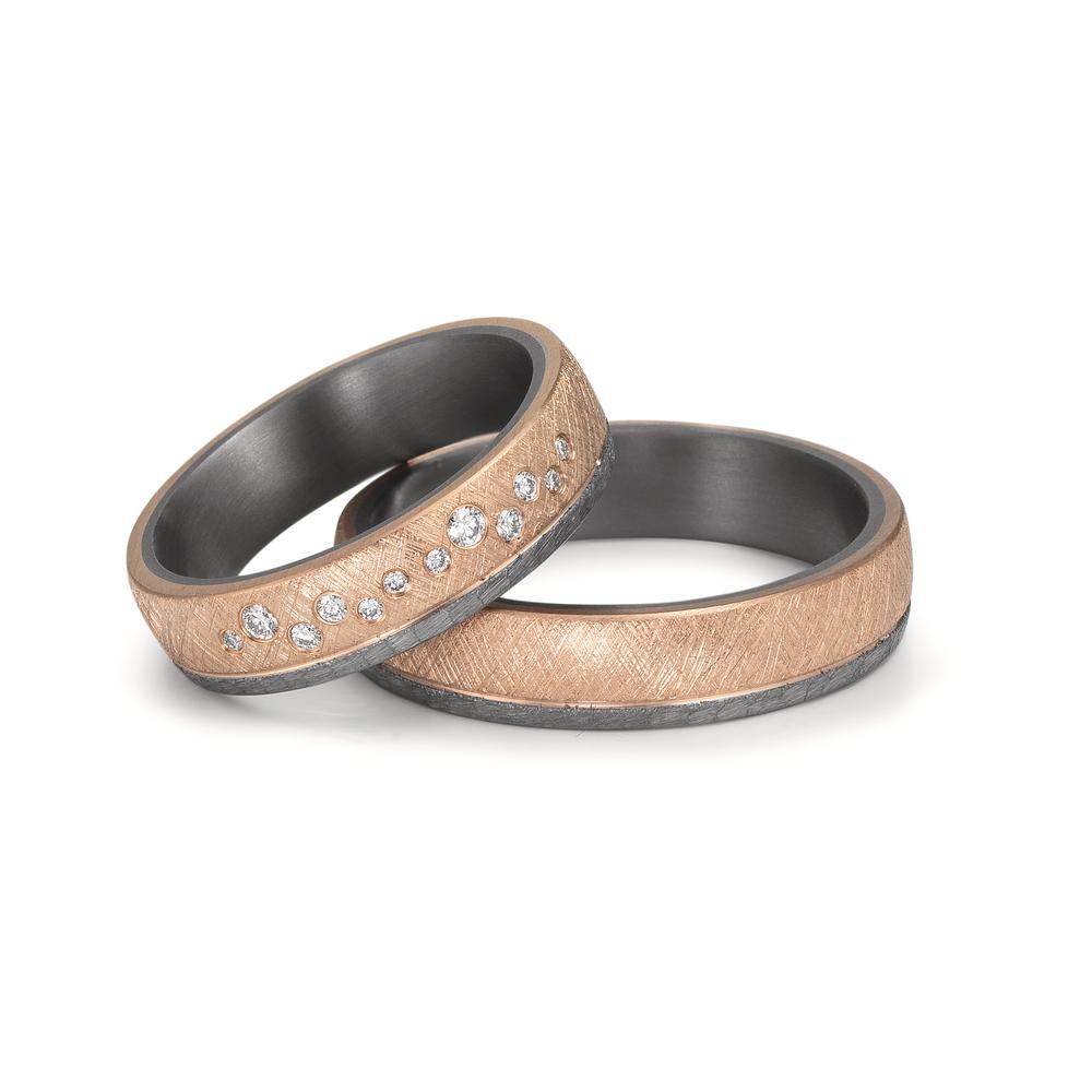 Partnerring 999 Tantal, 585/14 K roséguld diamant 0.105 ct, 12 stenar, w-si