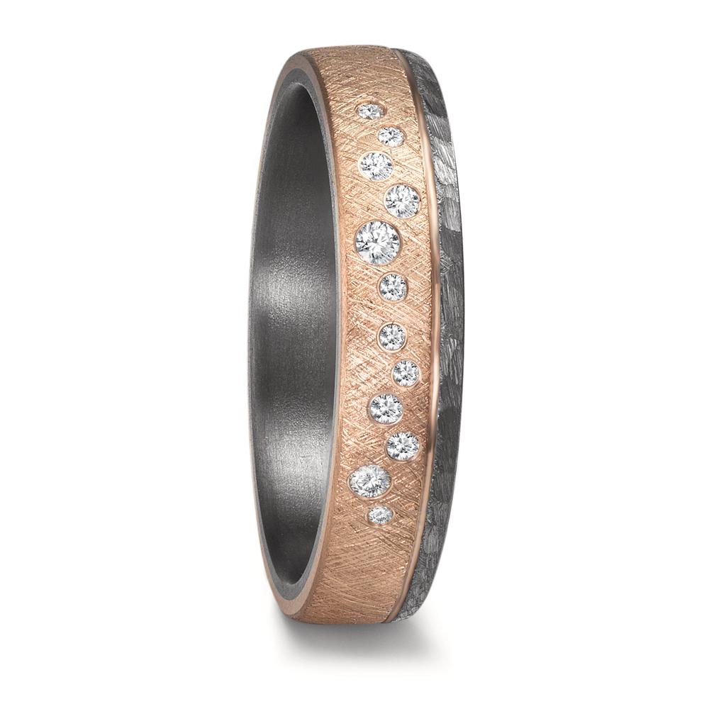 Partnerring 999 Tantal, 585/14 K roséguld diamant 0.105 ct, 12 stenar, w-si