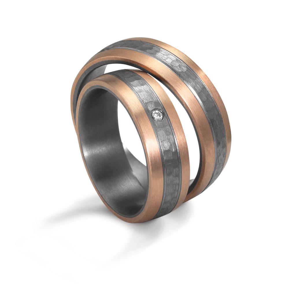 Partnerring 999 Tantal, 585/14 K roséguld diamant 0.02 ct, w-si