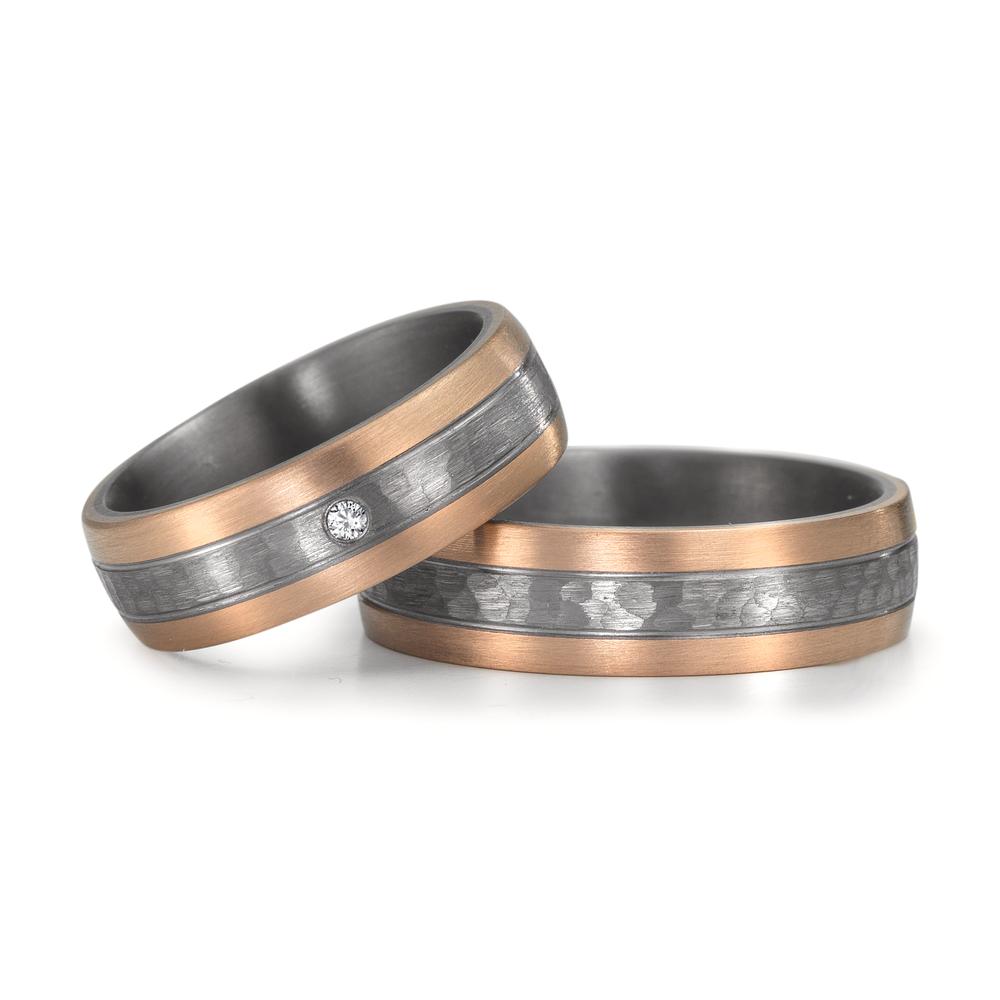 Partnerring 999 Tantal, 585/14 K roséguld diamant 0.02 ct, w-si