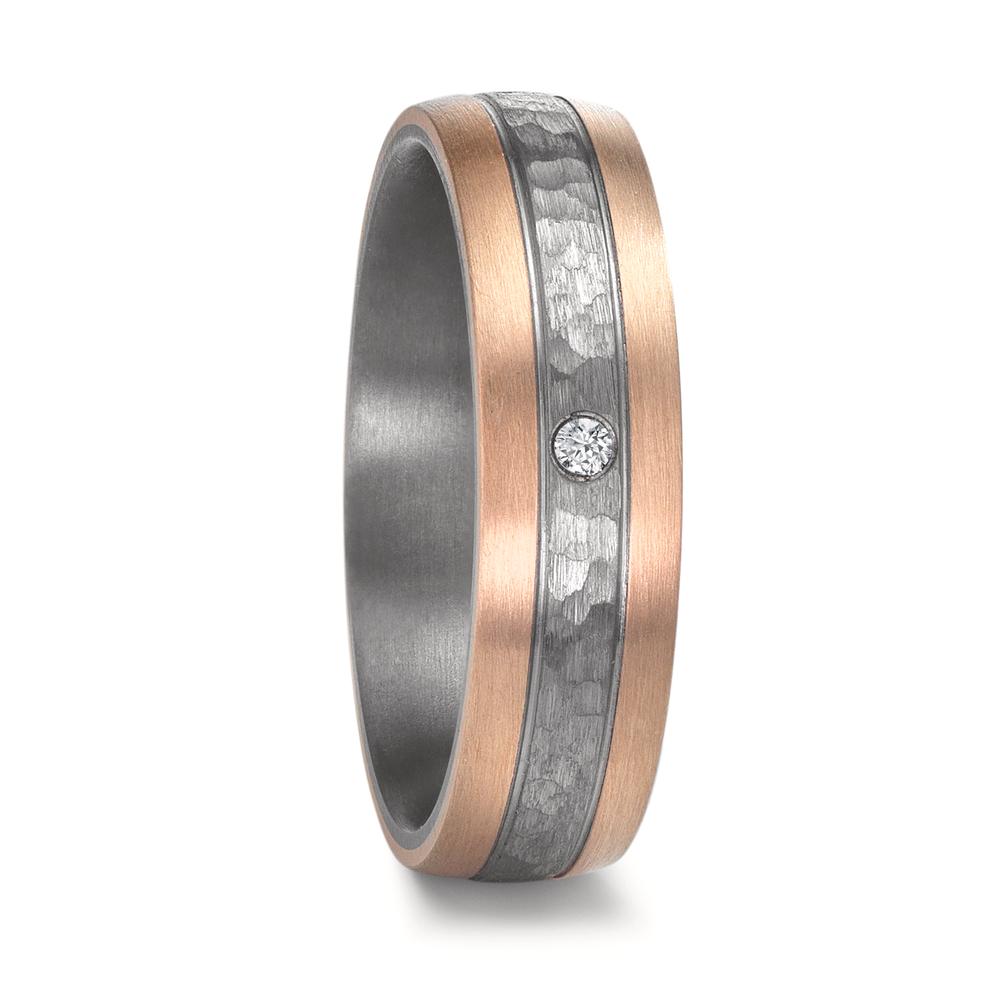 Partnerring 999 Tantal, 585/14 K roséguld diamant 0.02 ct, w-si