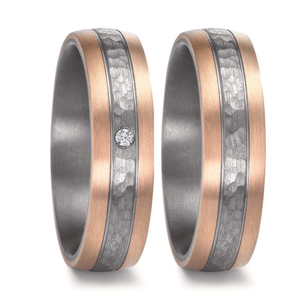 Partnerring 999 Tantal, 585/14 K roséguld diamant 0.02 ct, w-si