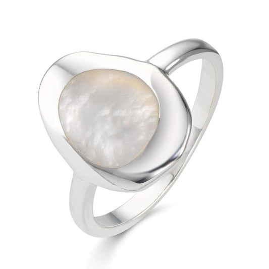 Finger ring Silver pärlemor vit Ø14.5 mm