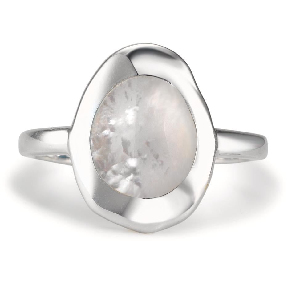 Finger ring Silver pärlemor vit Ø14.5 mm