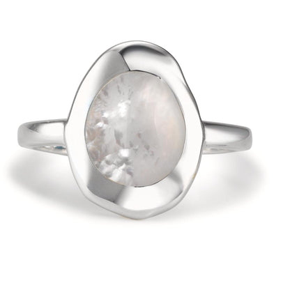Finger ring Silver pärlemor vit Ø14.5 mm