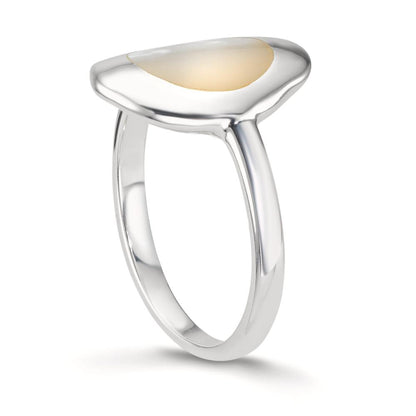 Finger ring Silver pärlemor vit Ø14.5 mm