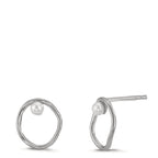 Örhängen med knoppar Silver Sötvattensodlad pärla vit, 2 Pärlor, 3 mm Ø11 mm