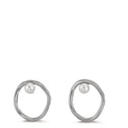 Örhängen med knoppar Silver Sötvattensodlad pärla vit, 2 Pärlor, 3 mm Ø11 mm