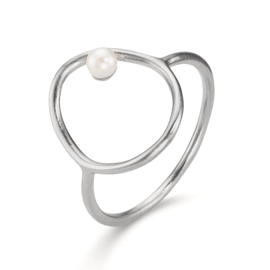 Finger ring Silver Sötvattensodlad pärla vit, 3 mm Ø14 mm
