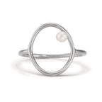 Finger ring Silver Sötvattensodlad pärla vit, 3 mm Ø14 mm