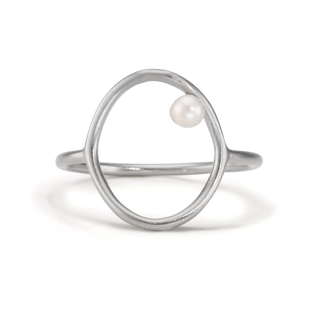 Finger ring Silver Sötvattensodlad pärla vit, 3 mm Ø14 mm