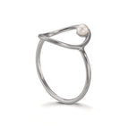 Finger ring Silver Sötvattensodlad pärla vit, 3 mm Ø14 mm