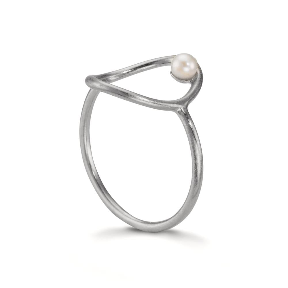 Finger ring Silver Sötvattensodlad pärla vit, 3 mm Ø14 mm
