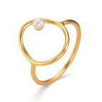 Finger ring Silver gul guldpläterad Sötvattensodlad pärla vit, 3 mm Ø14 mm
