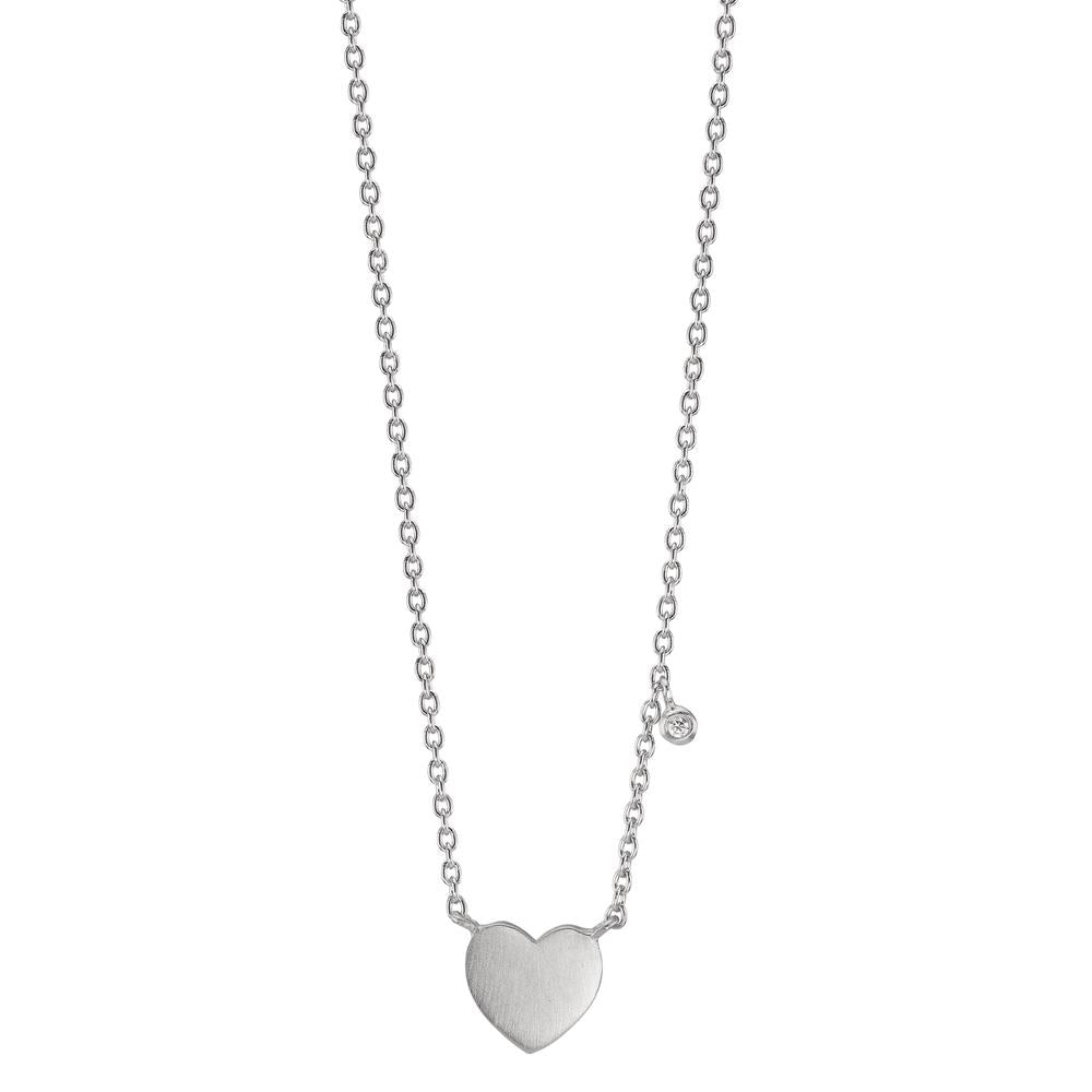 Collier Silver Zirkoniumoxid vit Hjärta 42-47 cm