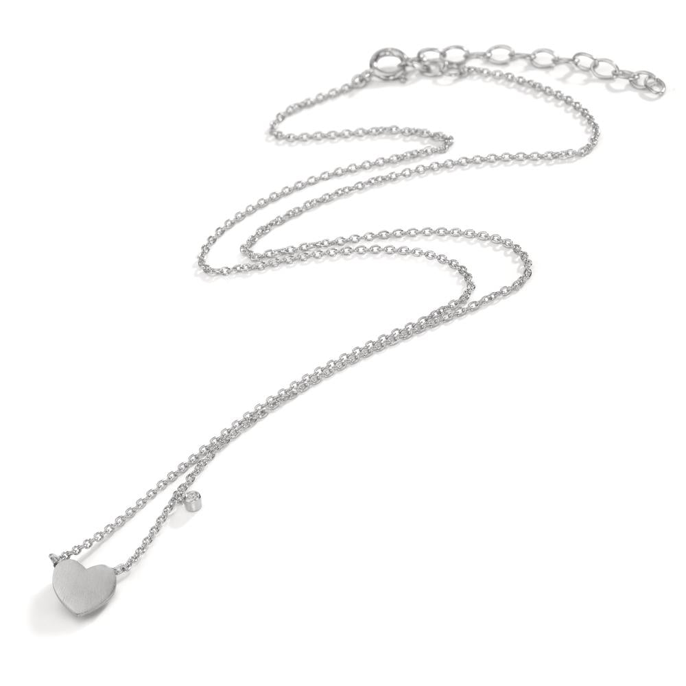 Collier Silver Zirkoniumoxid vit Hjärta 42-47 cm