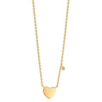 Collier Silver Zirkoniumoxid vit gul guldpläterad Hjärta 42-47 cm
