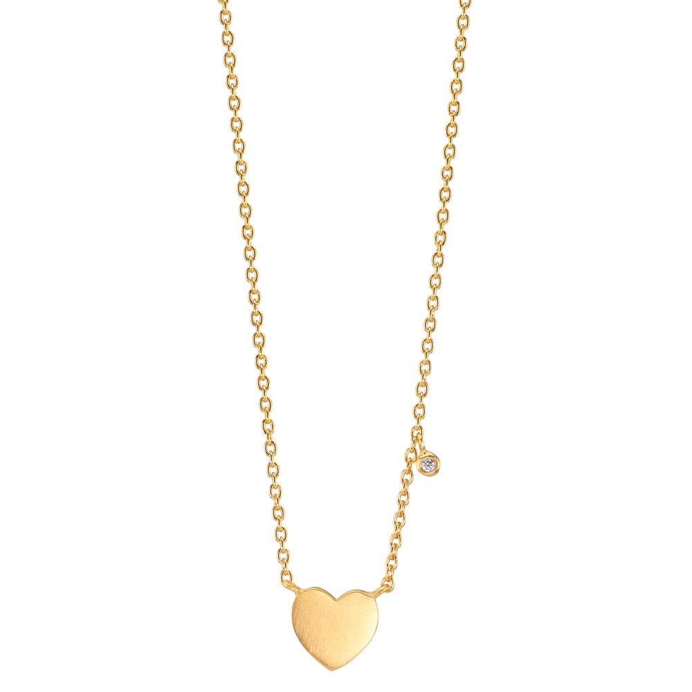 Collier Silver Zirkoniumoxid vit gul guldpläterad Hjärta 42-47 cm