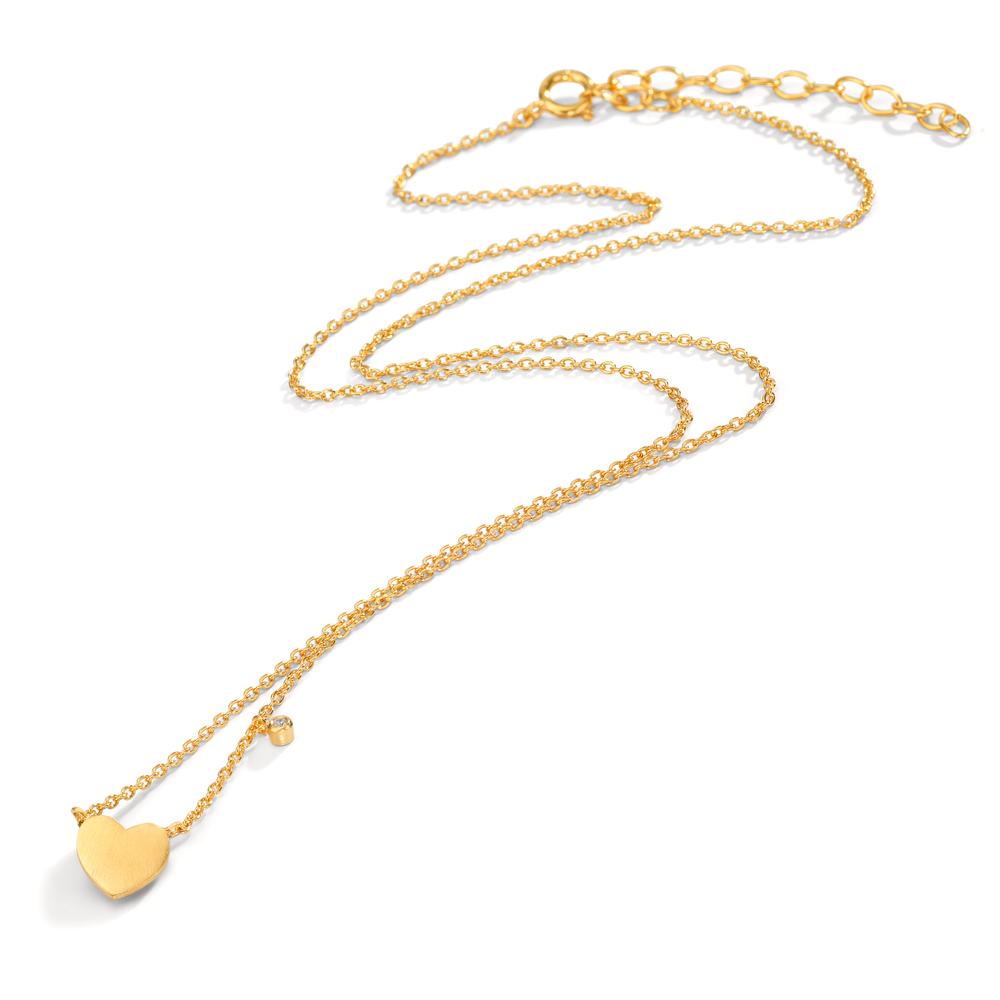 Collier Silver Zirkoniumoxid vit gul guldpläterad Hjärta 42-47 cm