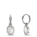 Hoop örhängen med krokar Silver pärlemor vit, 2 Pärlor 9-9.5 mm Ø14 mm