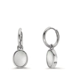 Hoop örhängen med krokar Silver pärlemor vit, 2 Pärlor 9-9.5 mm Ø14 mm
