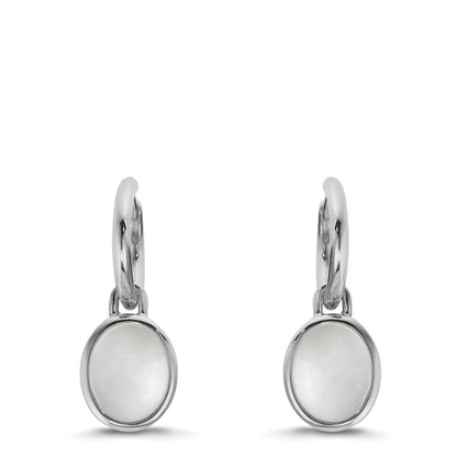 Hoop örhängen med krokar Silver pärlemor vit, 2 Pärlor 9-9.5 mm Ø14 mm