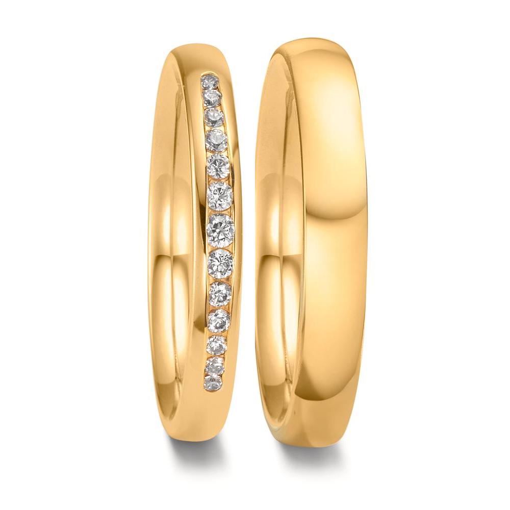 Partnerring 750/18 K gult guld diamant 0.132 ct, 13 stenar, tw-vsi