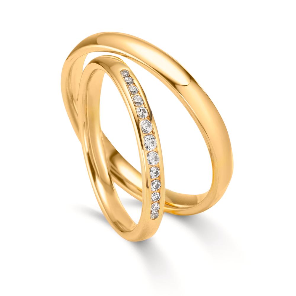 Partnerring 750/18 K gult guld diamant 0.132 ct, 13 stenar, tw-vsi