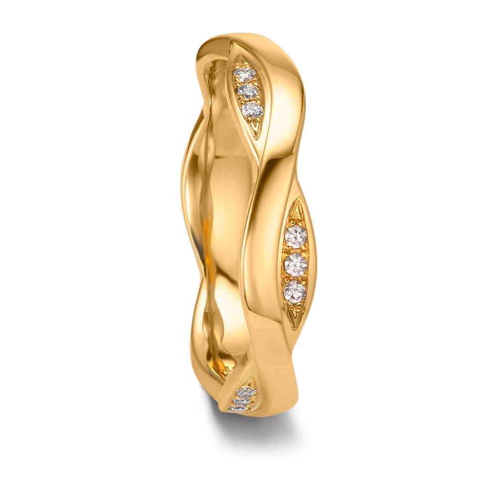 Partnerring 750/18 K gult guld diamant 0.09 ct, 18 stenar, tw-vsi