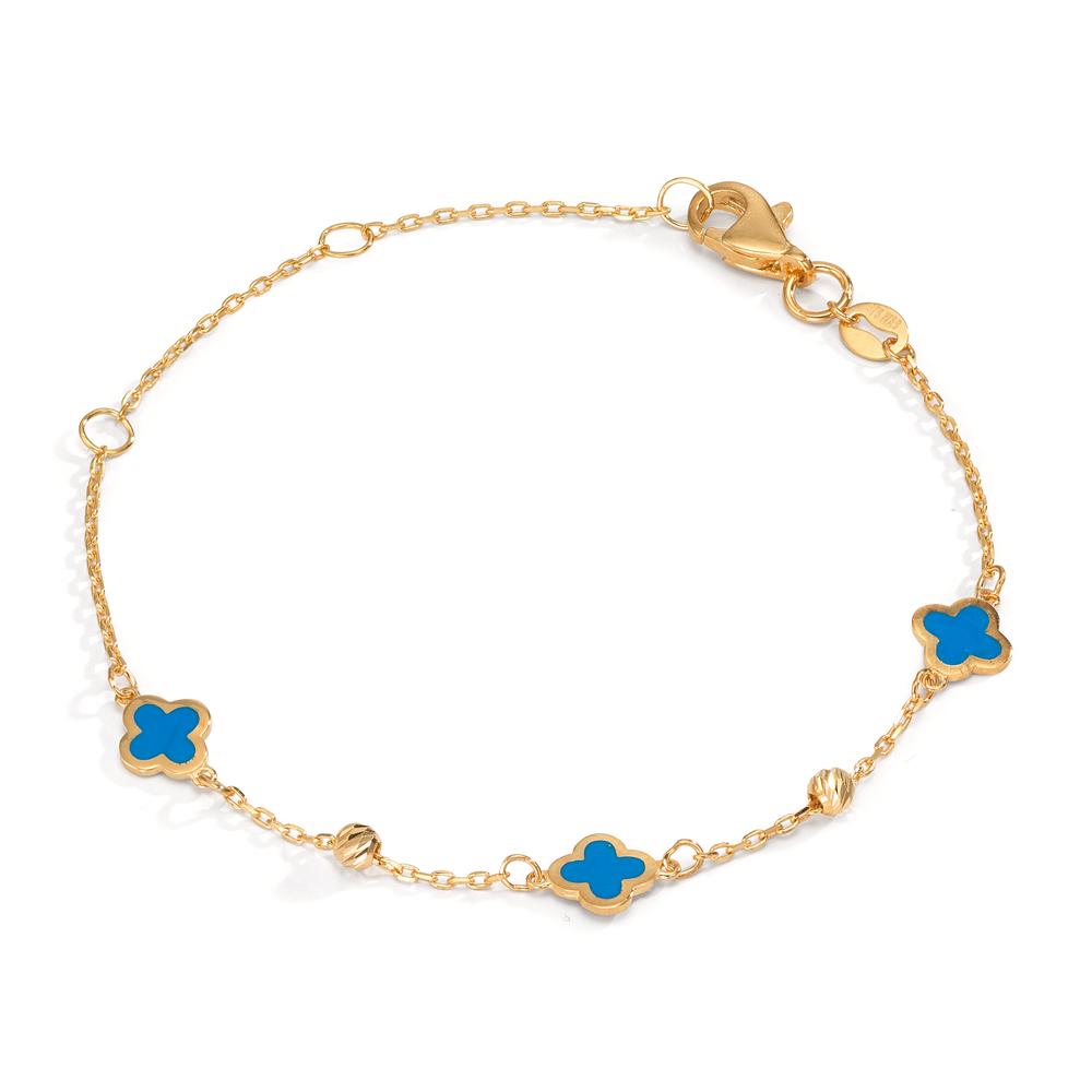 Armband 375/9 K gult guld målad blomma 12-16 cm