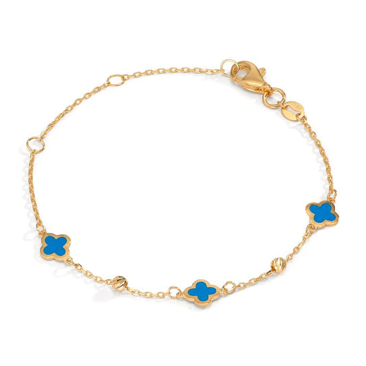 Armband 375/9 K gult guld målad blomma 12-16 cm