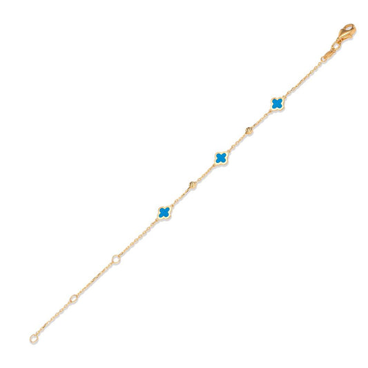 Armband 375/9 K gult guld målad blomma 12-16 cm