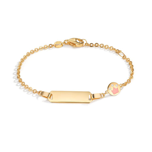 Graverat armband 375/9 K gult guld målad krona 12-14 cm