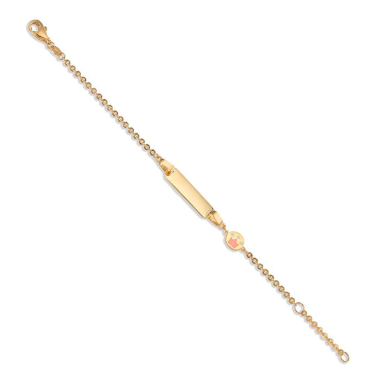 Graverat armband 375/9 K gult guld målad krona 12-14 cm