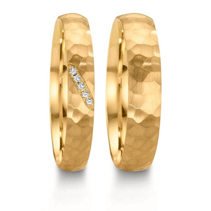 Partnerring 750/18 K gult guld diamant 0.02 ct, 4 stenar, w-si