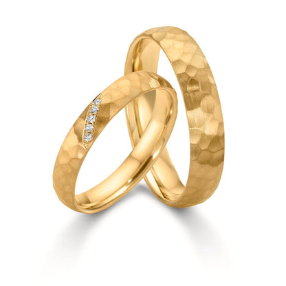 Partnerring 750/18 K gult guld diamant 0.02 ct, 4 stenar, w-si