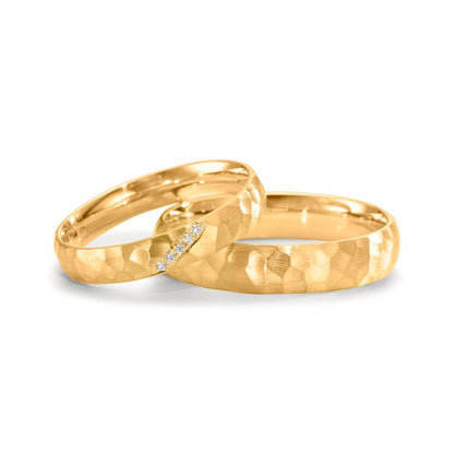 Partnerring 750/18 K gult guld diamant 0.02 ct, 4 stenar, w-si
