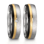Partnerring rostfritt stål, 375/9 K roséguld, Kol