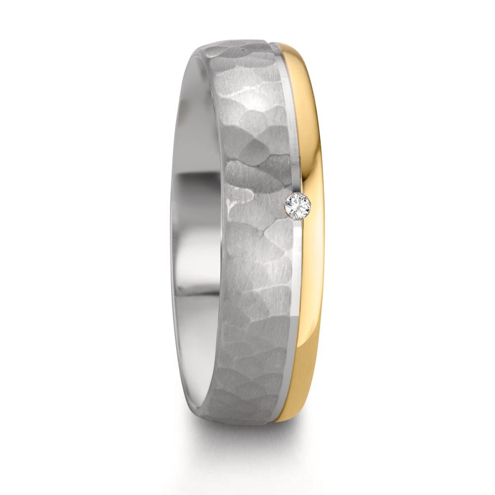Partnerring Silver, 585/14 K roséguld diamant 0.015 ct, w-si tvåfärgad