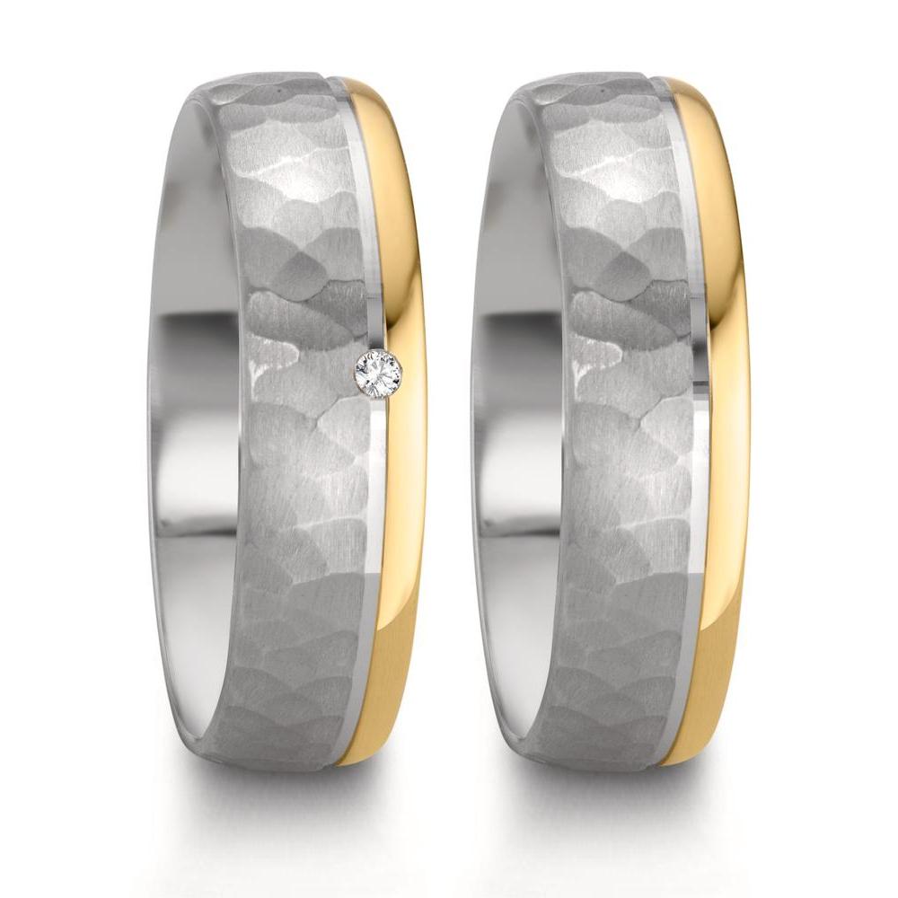 Partnerring Silver, 585/14 K roséguld tvåfärgad