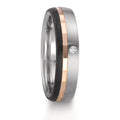 Partnerring rostfritt stål, 375/9 K rött guld diamant 0.02 ct, w-si