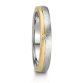 Partnerring rostfritt stål, 375/9 K gult guld diamant 0.015 ct, w-si