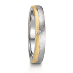 Partnerring rostfritt stål, 375/9 K gult guld diamant 0.015 ct, w-si