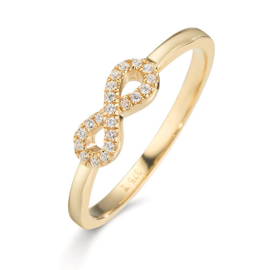 Finger ring 375/9 K gult guld Zirkoniumoxid Oändlighet