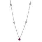 Collier 750/18 K vitguld diamant 0.14 ct, 4 stenar, w-si, rubin 42-45 cm