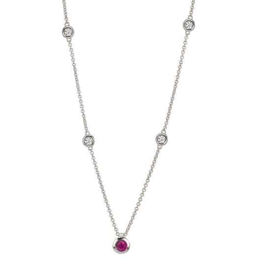 Collier 750/18 K vitguld diamant 0.14 ct, 4 stenar, w-si, rubin 42-45 cm
