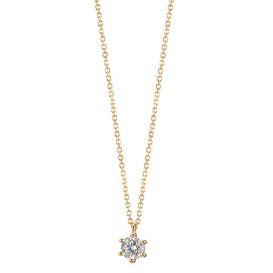 Collier 750/18 K gult guld diamant 0.15 ct, w-si 42-45 cm