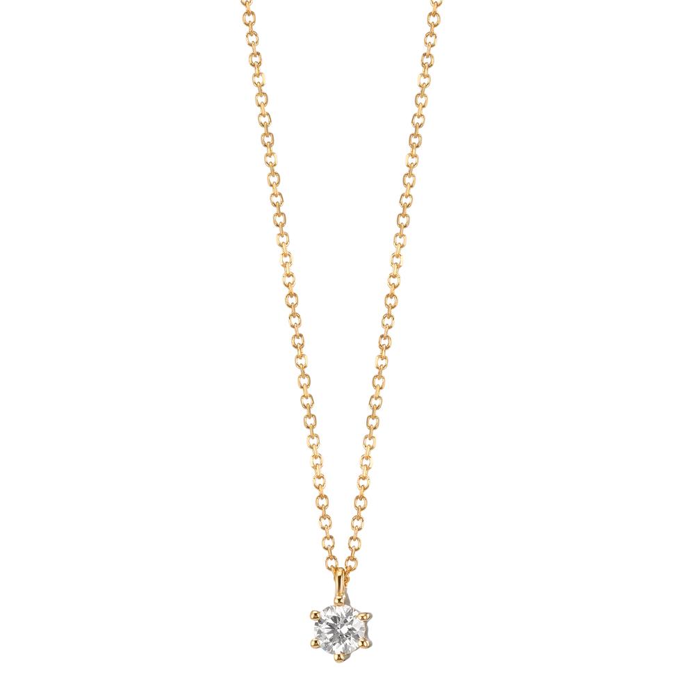 Collier 750/18 K gult guld diamant 0.10 ct, w-si 42-45 cm