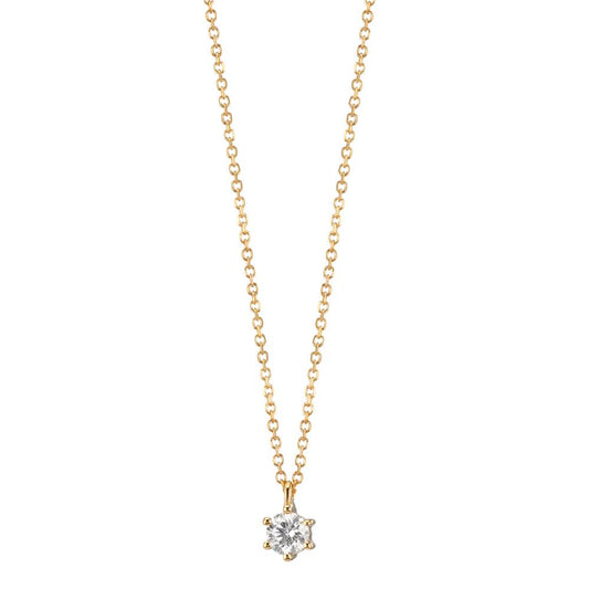 Collier 750/18 K gult guld diamant 0.10 ct, w-si 42-45 cm