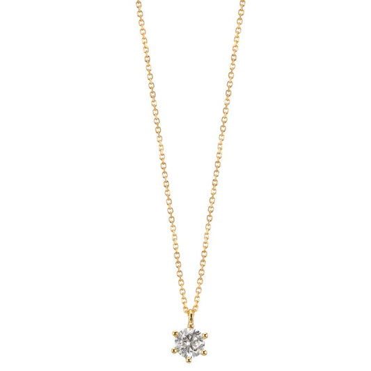 Collier 750/18 K gult guld diamant 0.25 ct, w-si 42-45 cm